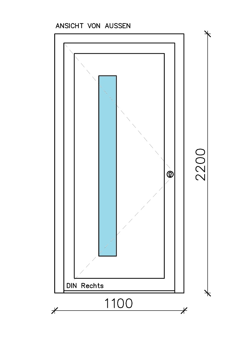 1-tlg. "CT-70" Schüco Haustür 110 x 220 cm mit Füllung LA2