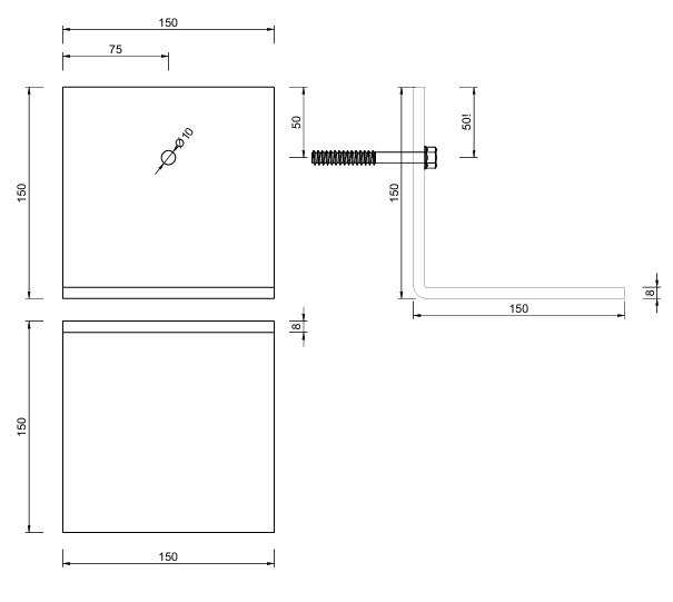 150er Befestigungswinkel 8mm