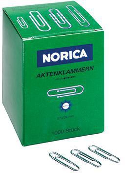 NORICA Büroklammer NORICA® glatt runde Form mit Kugelenden 24mm Metall verzinkt silber 1.000 St./Pack.