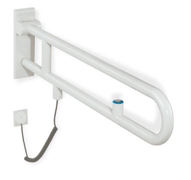 HEWI Stützklappgriff, drehbar der Serie 801, Polyamid, mit Spültaste verschiedene Ausladungen