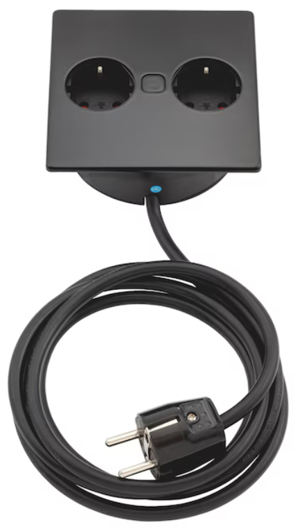 Einbausteckdose EST-9 Schwarz I 2 Anschlüsse