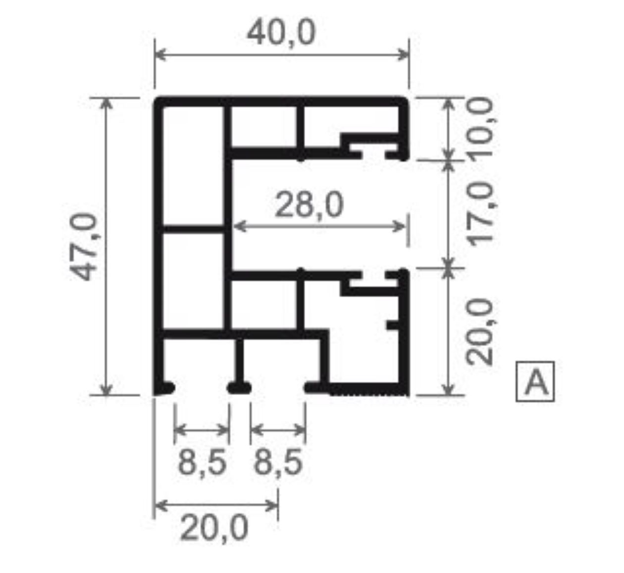 Rollladenführung 920 mit grauen Bürsten 40/47(VE 10)