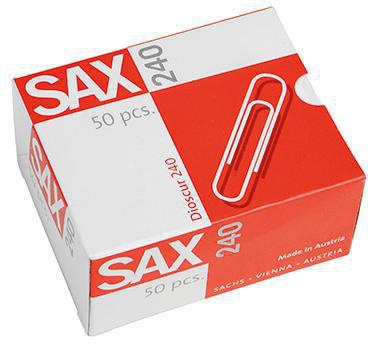 SAX Büroklammer Sax spitze Form 78mm Metall verzinkt 50 St./Pack.