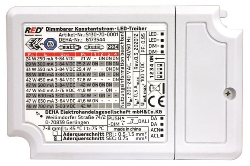 RED LED-Treiber 42W dimmbar