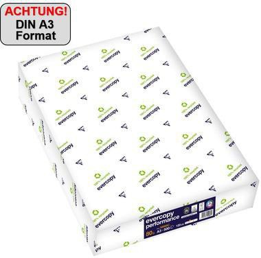 CLAIREFONTAINE Kopierpapier Clairefontaine evercopy performance DIN A3 80g/m² 100 % recycelt weiß 500 Bl./Pack.