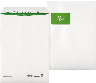 BEECO Versandtasche beECO® DIN C4 229 x 324 mm (B x H) mit Fenster 100g/m² mit Haftklebung 100 % Altpapier ohne Fadenverstärkung weiß 250