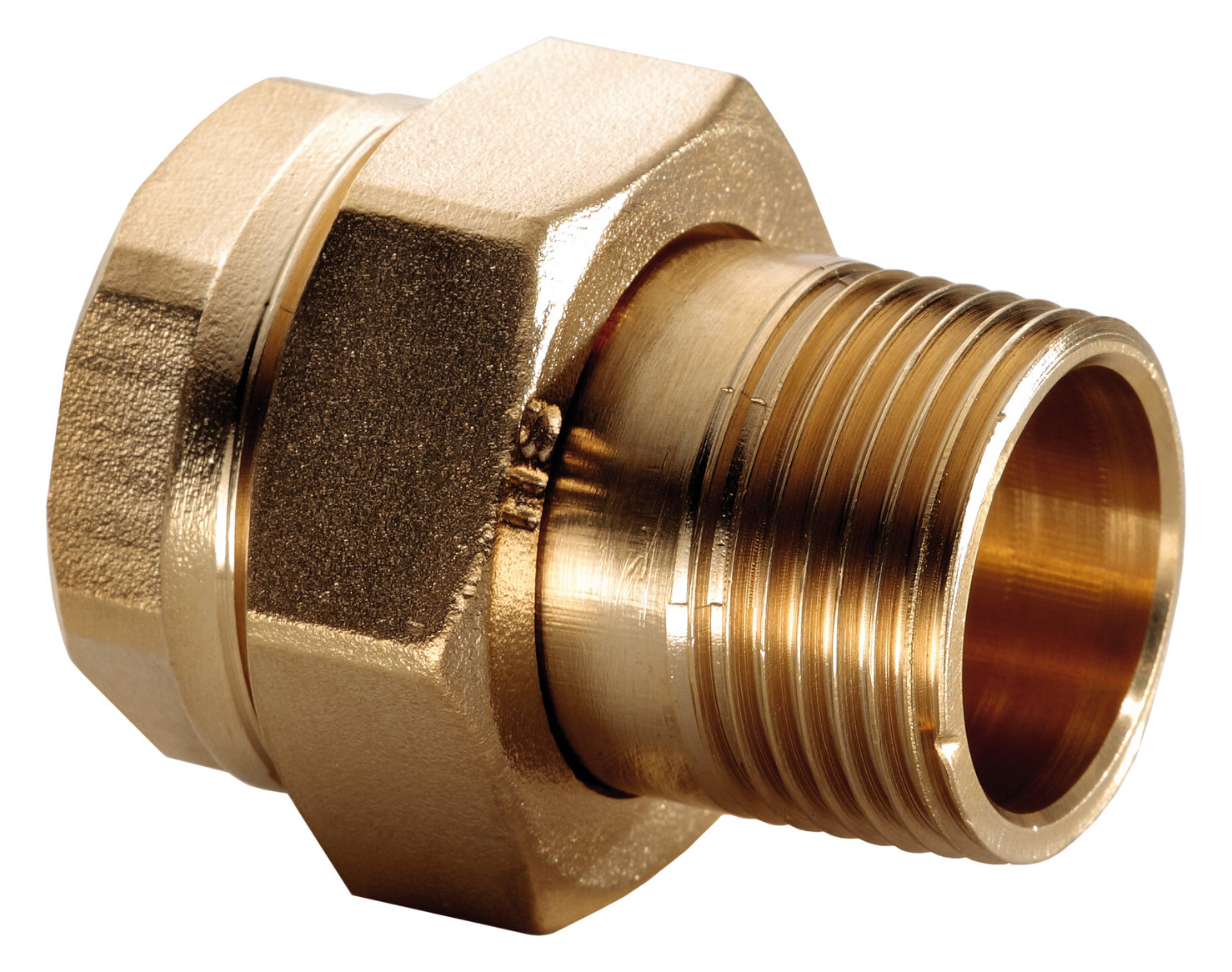 Radiator Verschraubung Messing 3/4" Durchgang mit Dichtung