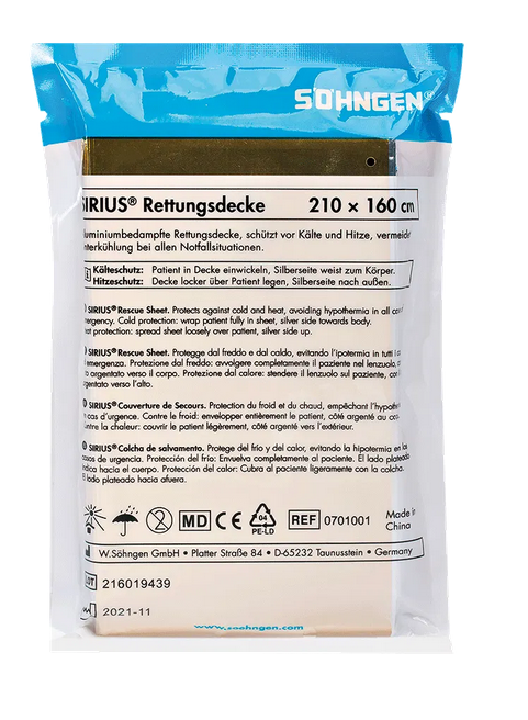 SIRIUS® Rettungsdecke 210 x 160 cm I 0701001