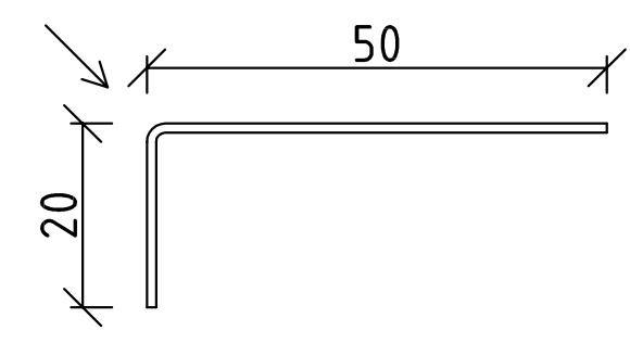 20/50 mm Anschlußwinkel | Länge: 206 cm