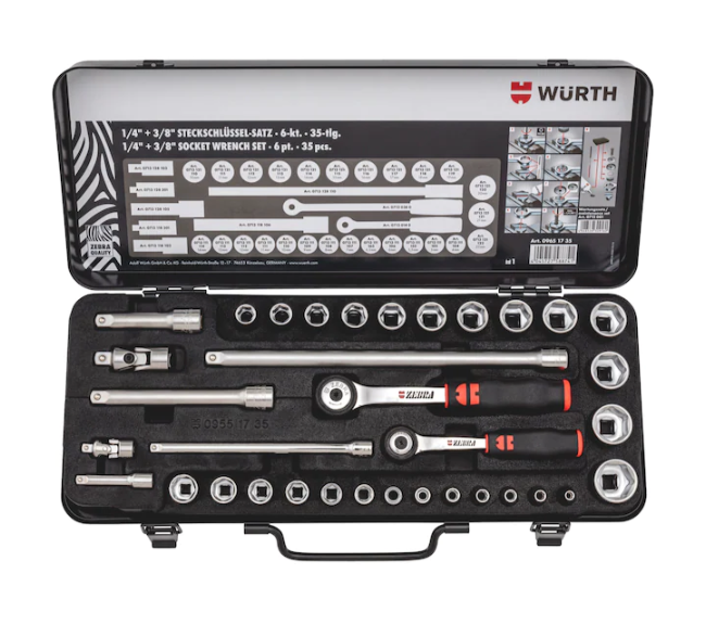 Steckschlüssel-Set 1/4 Zoll und 3/8 Zoll | 35-Teiligies Sortiment