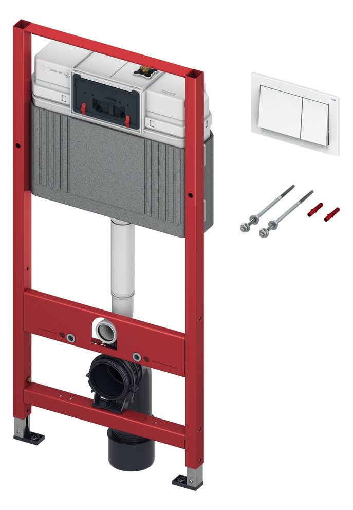 TECEbase WC-Set Montageelement mit Spülkasten und Betätigungsplatte in weiß, Bauhöhe 1120 mm