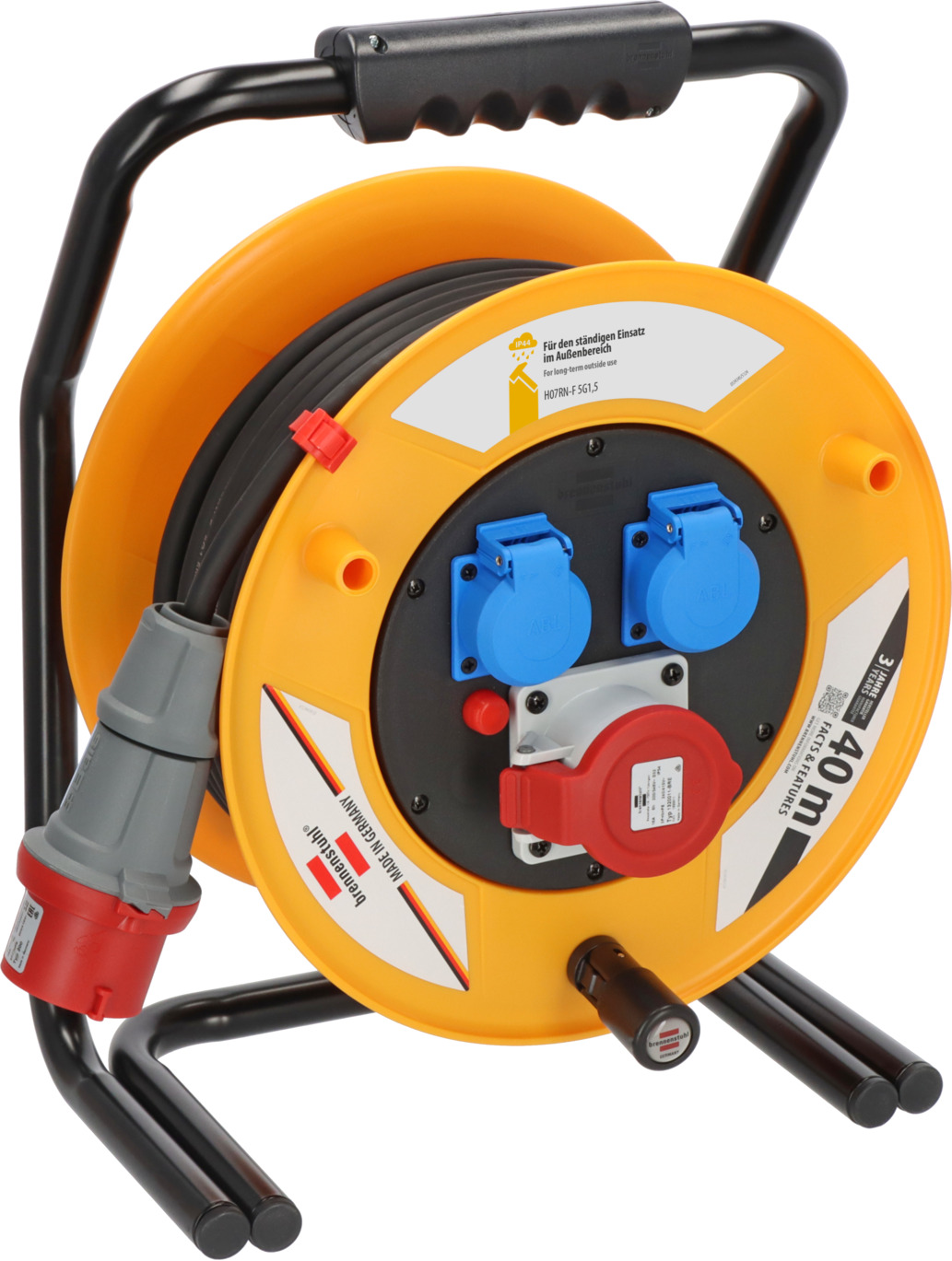 Professional Brobusta CEE 1 IP44 Kabeltrommel mit 40m Kabel aus Spezialgummi