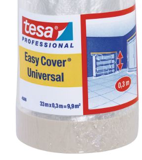 Tesa Easy C. 4368, Abdeckfolie mit Kreppstreifen, 300 mm