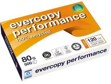 CLAIREFONTAINE Kopierpapier Clairefontaine evercopy performance DIN A4 80g/m² 100 % recycelt weiß 500 Bl./Pack.