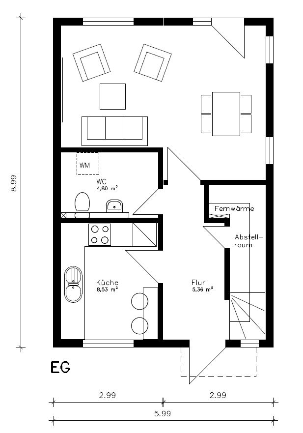Reihenhaus "Rechts" Typ x2 als Endhaus | 2-Stock