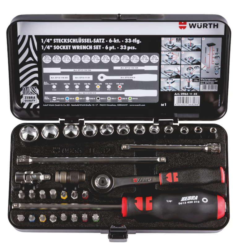 Steckschlüssel 1/4 Zoll 33-teiliges Sortiment