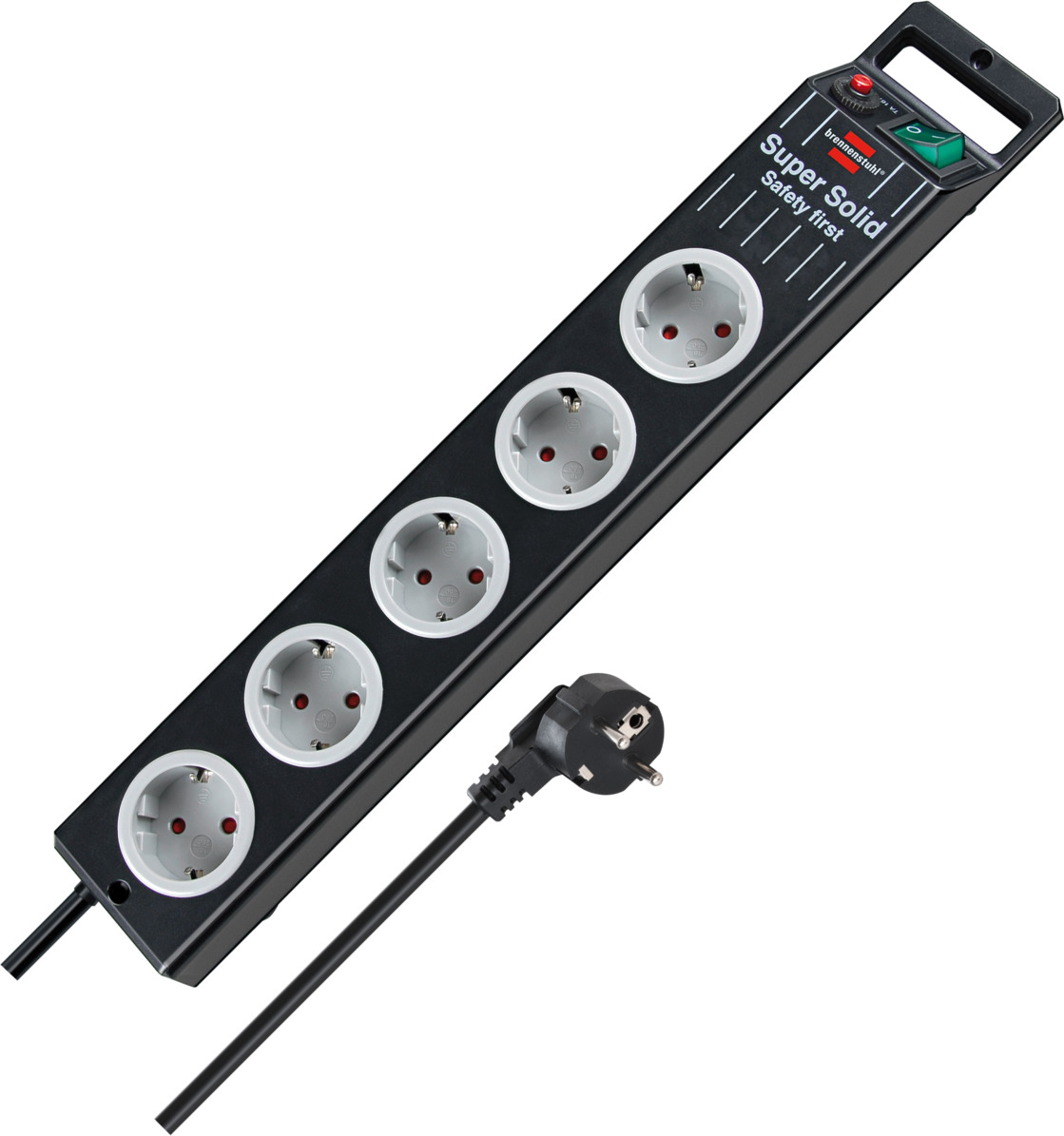Super-Solid Steckdosenleiste 5-fach mit 2,5m Kabel und Schalter